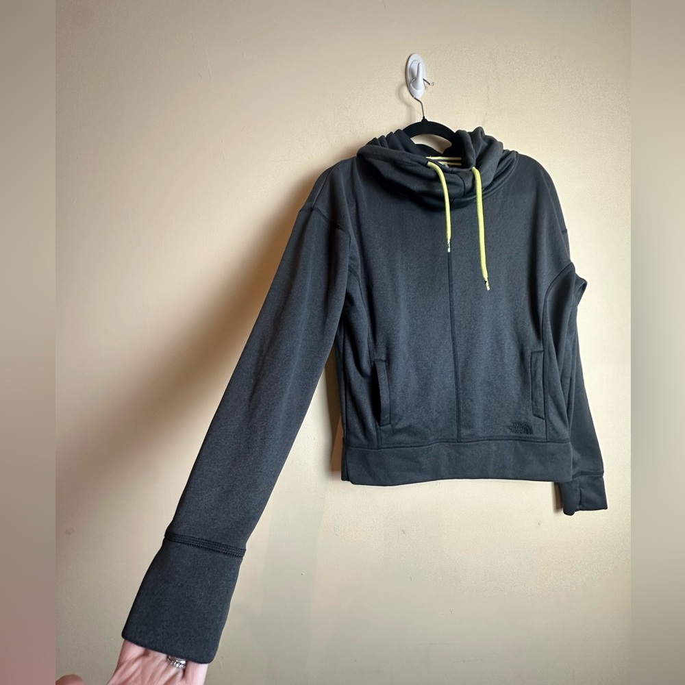 North Face Gray Funnel Neck Hoodie Pullover Sweatshirt Women’s Size Medium - Picture 3 of 15